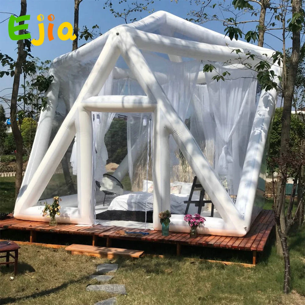 Tienda de campaña inflable para Patios, carpa de burbuja de PVC transparente con forma triangular de lujo para acampar al aire libre