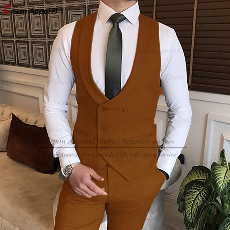 

2022 Newest Men's Slim Fit Formal Suit Solid Color Causal Classic Double Breasted U-Neck Business Waistcoat Sleeveless Jacket