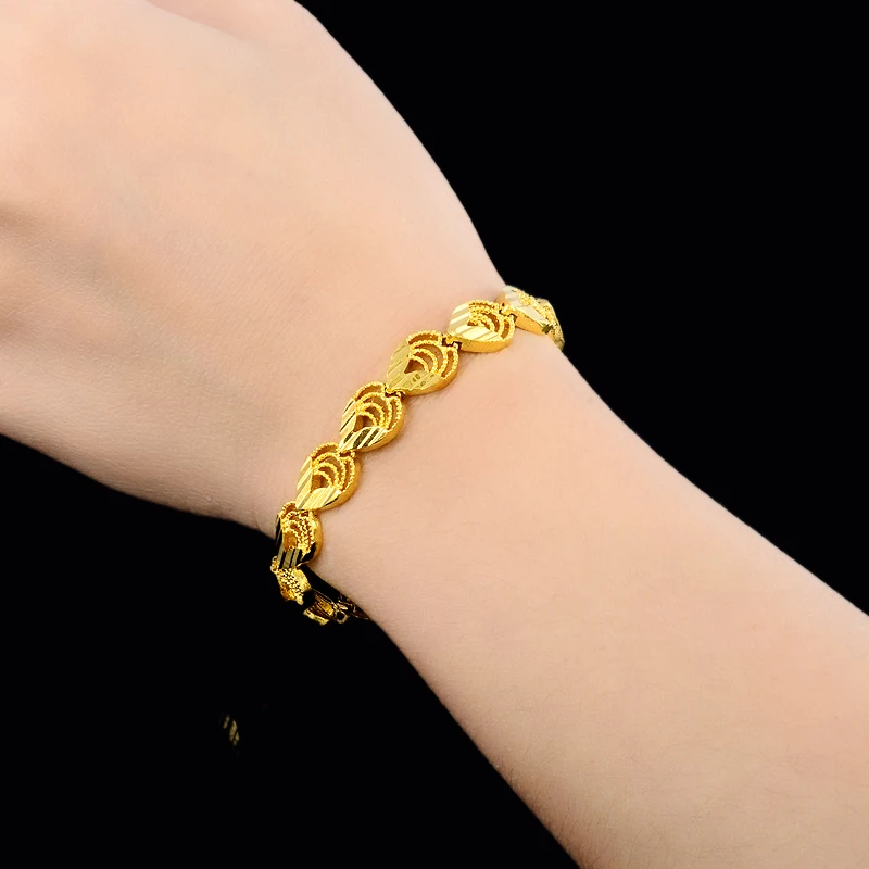 24K Real Gold Bracelet Water Drop Gold Plated Bracelet For & Women's Wedding Jewelry Gifts