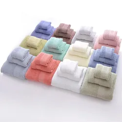 Fashion Hotel Towel Sets 3 Pieces Each Set Towel Combed Cotton Adult Bath Towel Hand Towel Sets 140x70cm 74x33cm 17 Colors