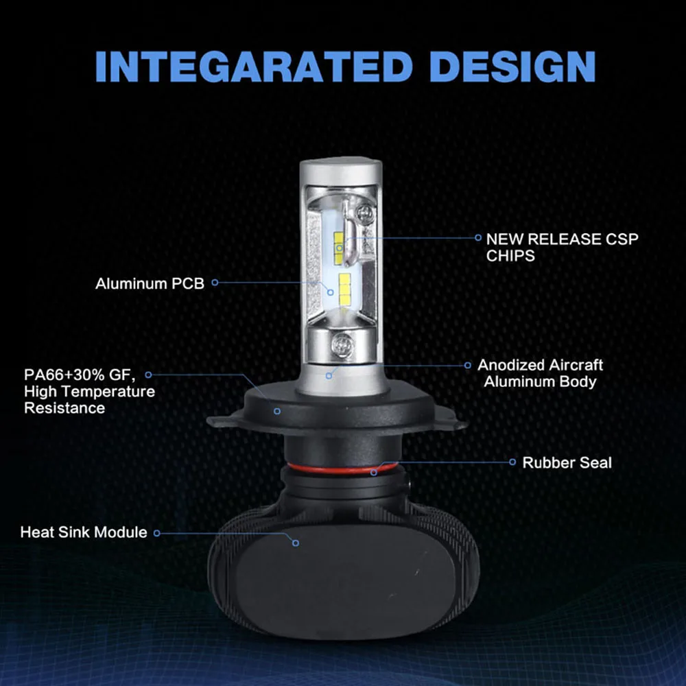 2Pcs H7 LED H4 Auto Mini Car Headlight 9005 9006 H3 H13 H8 880 H27 9004 9007 H11 H1 50W 8000LM 6500K Automobile Bulb CSP Lamp