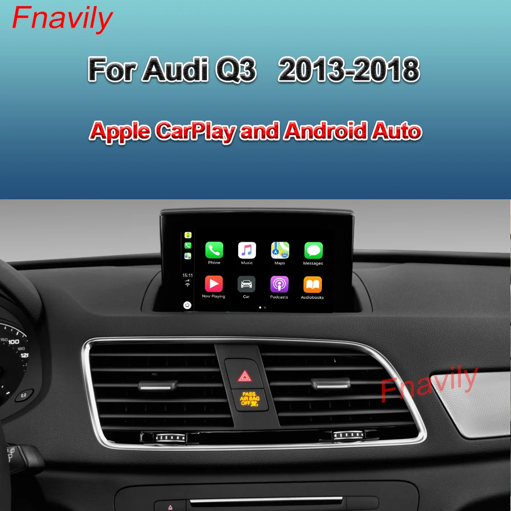 

Fnavily OEM Retrofit Wireless CarPlay Box Waze Google Map For Audi Q3 Apple CarPlay and Android Auto Retrofit Kit 2013-