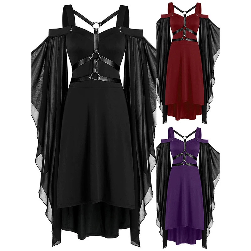 Plus rozmiar średniowieczny Cosplay kostiumy na Halloween dla kobiet karnawał czarownica sukienka w stylu wiktoriańskim kobiety Gothic Retro Court