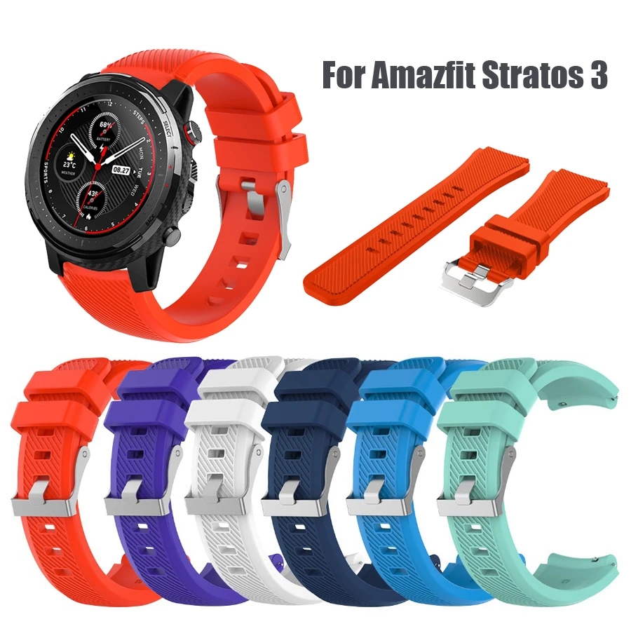 

Силиконовый ремешок на запястье для смарт-часов Xiaomi Huami Amazfit Stratos 3 2/2S, ремешок для смарт-часов Amazfit Pace/GTR 47 мм, браслет на запястье