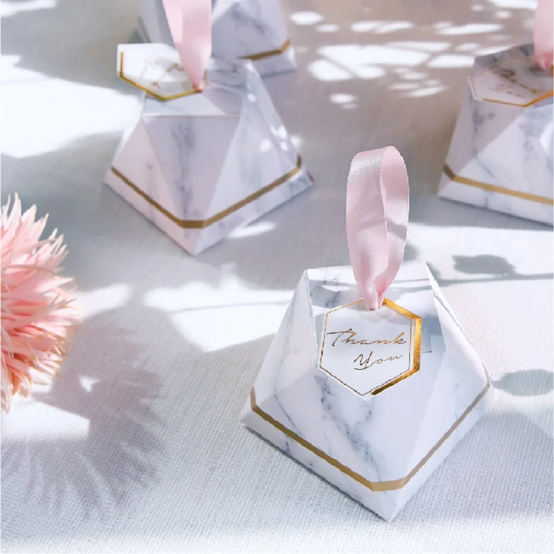 New Diamond Marble style Candy Box Wedding Favors And Gifts Party Supplies Baby Shower Paper Gift Chocolate Boxes  for guests