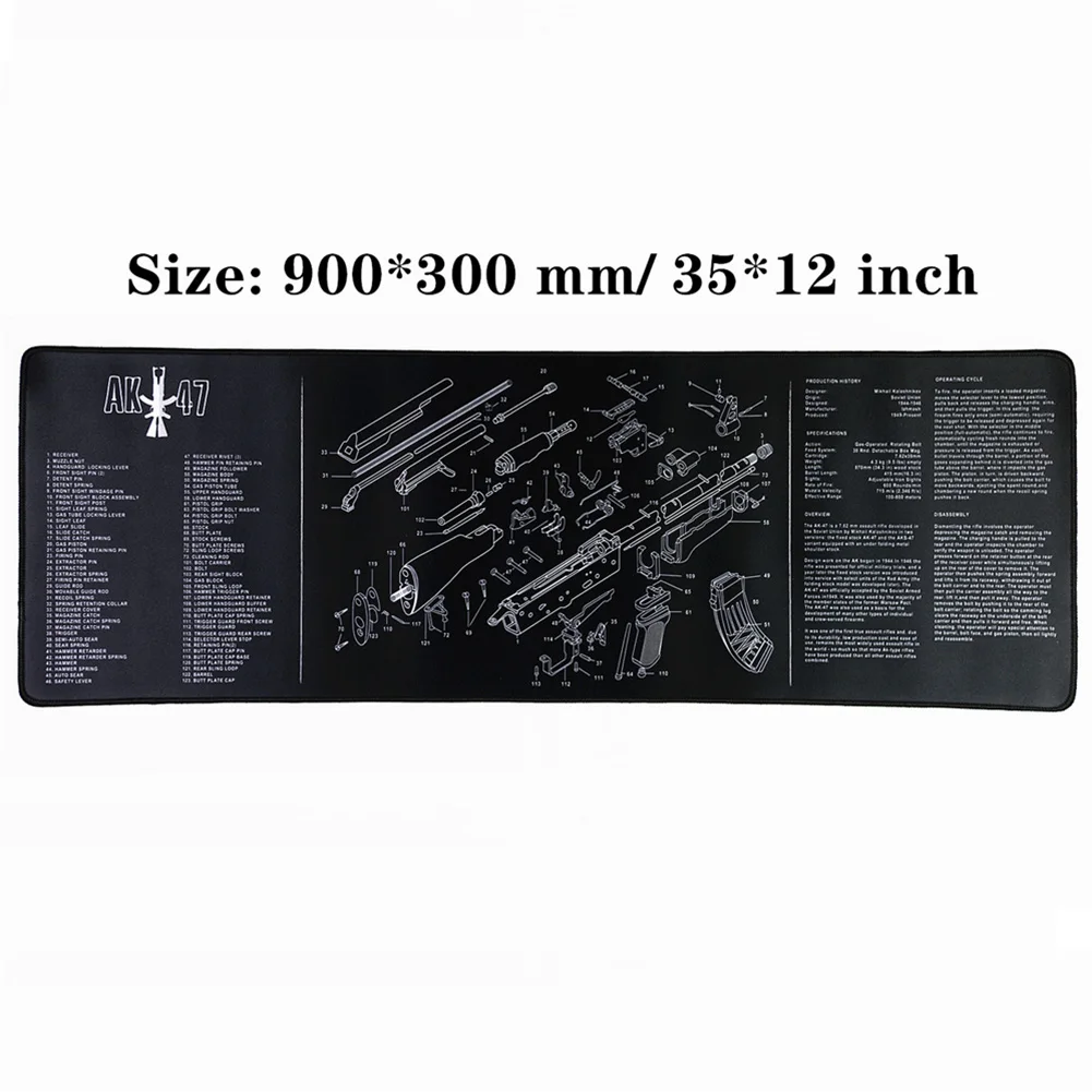 Waterproof Gun Cleaning Rubber Mat for Glock 1911 Beretta HK USP SIG P226 AR15 AK47 Remington with Armorers Parts List Bench Pad