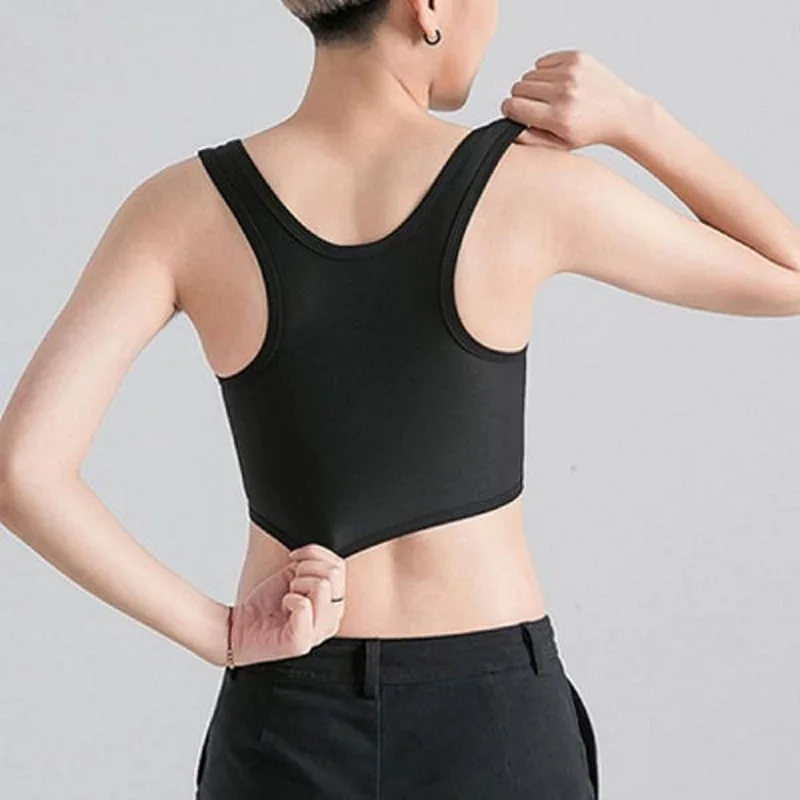 Women Breathable Chest Breast Binder Side Buckle Short Vest Tops Chest Binder Underwear Tank Tops Wireless Chest Wrap Bandage