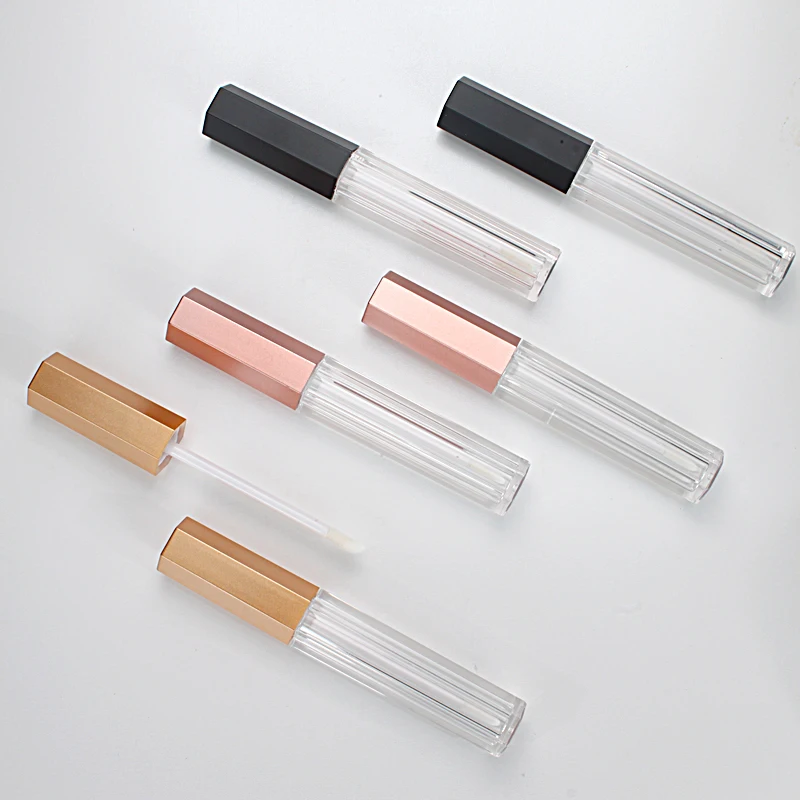 4ml Empty Lip Gloss Tubes Lip Balm Bottle,Rose Gold,Black Cap Plastic Liquid Lipstick Container Beauty Makeup Tool.