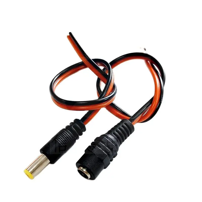 Cable de alimentación CC de núcleo de cobre puro, Conector de fuente de alimentación de cámara de vigilancia, línea de cabeza roja y negra macho, línea de cabeza hembra 5A/12V