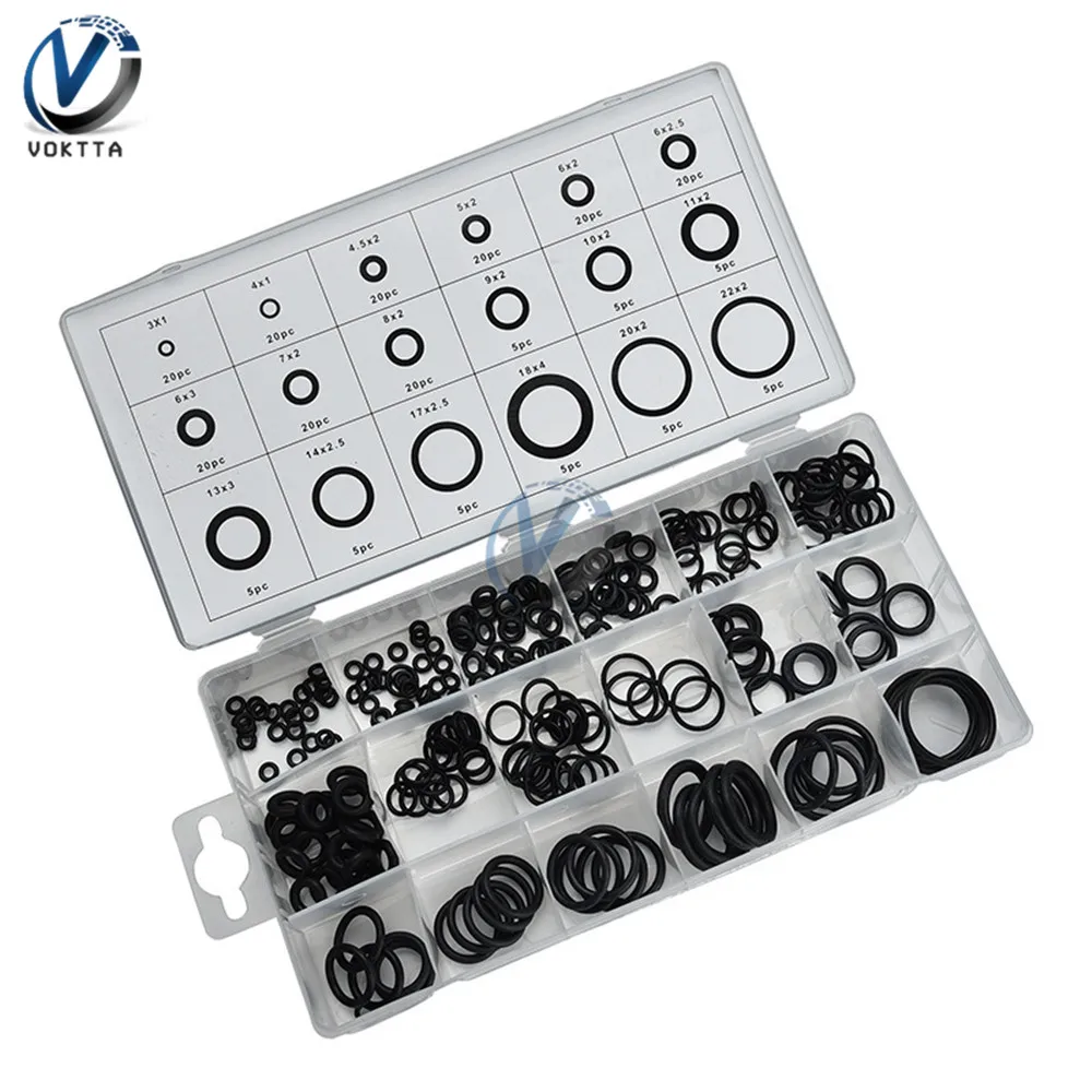 225Pcs Rubber O Ring O-Ring Washer 18 Sizes Assorted O Ring Rubber Seal Assortment Set Kit for Plumbers Mechanics Workshop