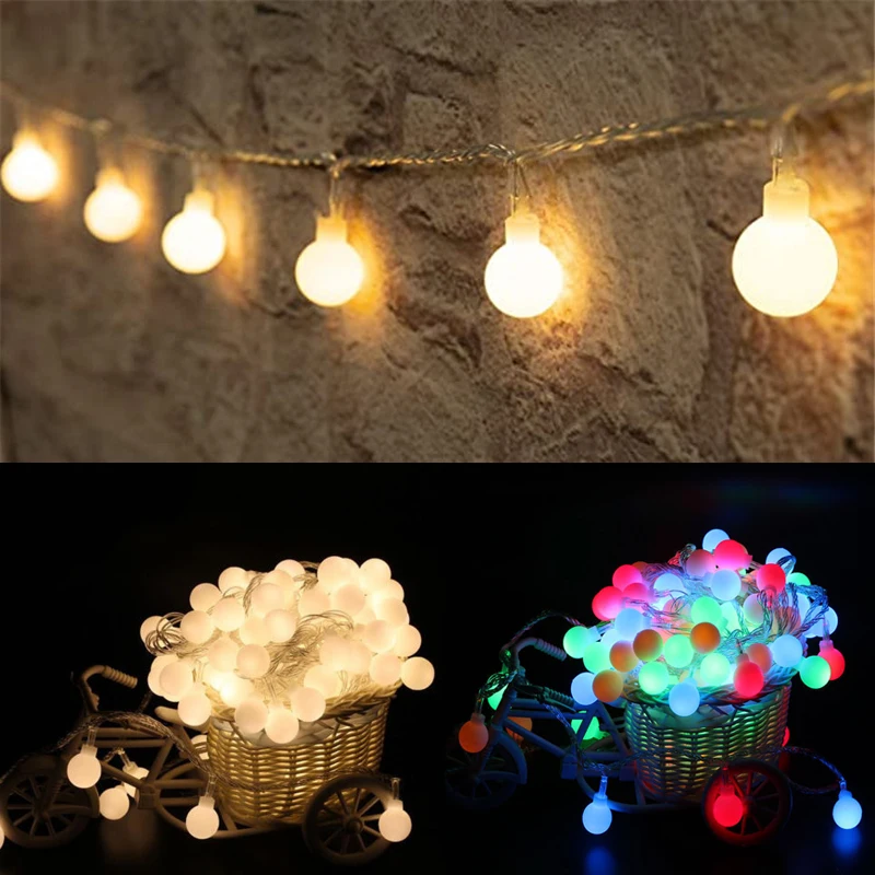 5M 50LEDS Round Ball Lights String Waterproof Fairy Lights Holiday Wedding Party String Lights Xmas New Year Home Decor