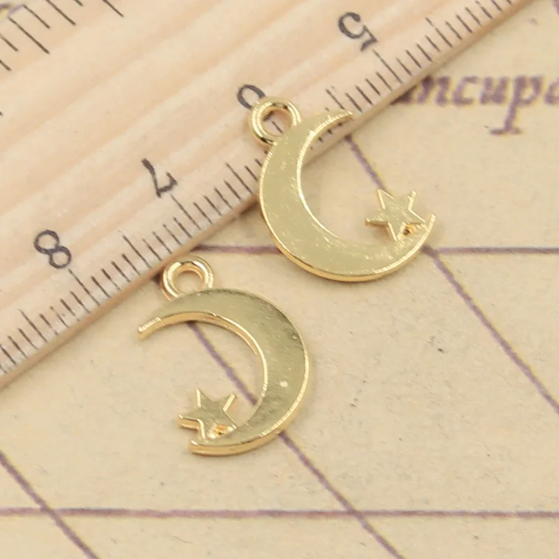 20pcs Double Sided Moon Star Charms for Jewelry Making
