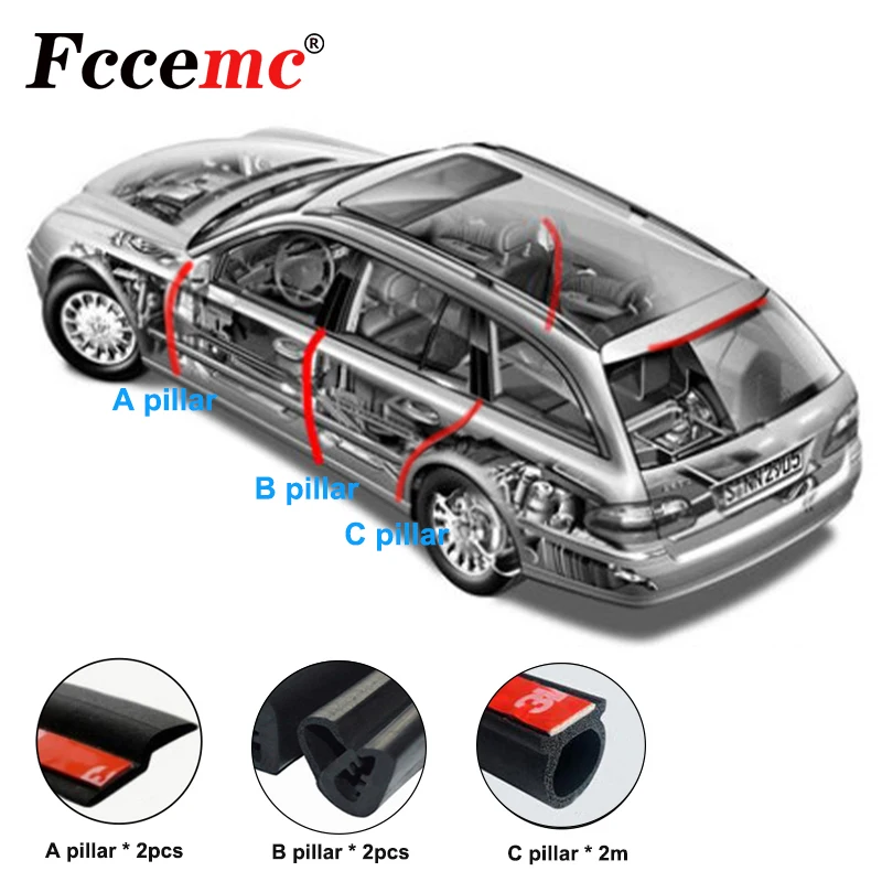 Car Door Sound Insulation Seal A, B Pillar C Pillar EPDM Rubber Waterproof Anti-Collision Strip Auto Parts Sealing Strip General