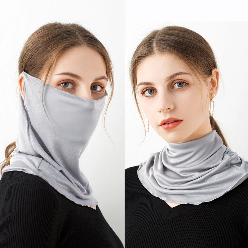 

Hangzhou Silk Scarf Women Bandana Outdoor Cycling Anti-uv Protective Magic Scarf Summer Black 100% Real Silk Tube Scarf Headwear