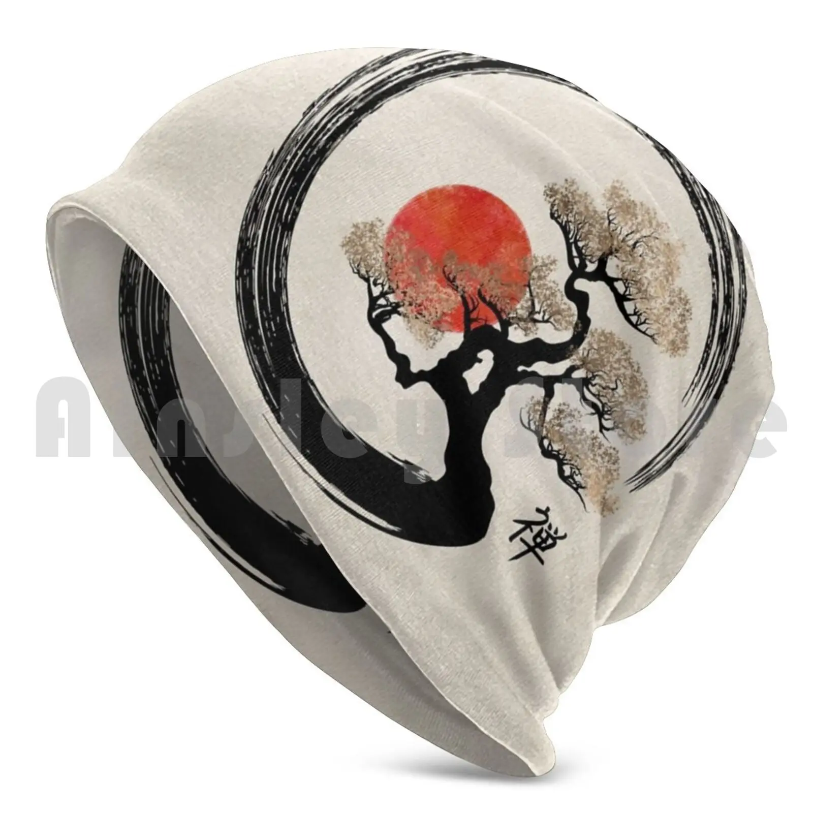 Enso Circle And Bonsai Tree On Canvas Beanies Pullover Cap Comfortable Enso Enso Circle Enso Tree Enso Bonsai Bonsai