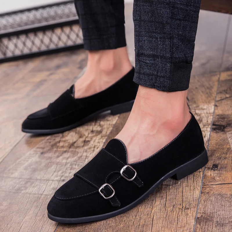 Double Monk Strap Shoes Brown Dress Loafers Men Dress Shoes Italian Wedding Dress 2021 Coiffeur Office Shoes Men Formal Dress