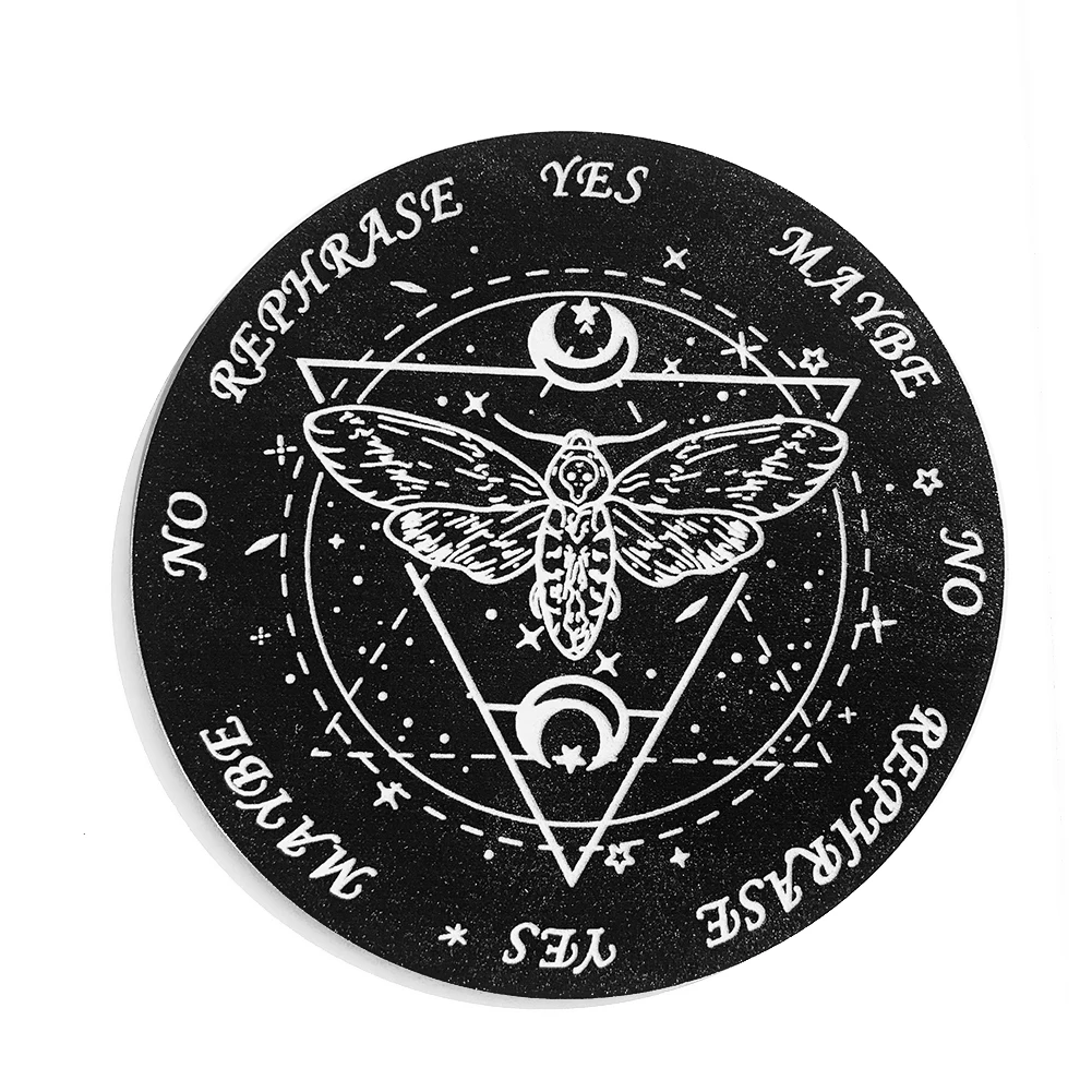 Pannello a pendolo in legno Divinazione Fetta Base in legno Stregoneria nera Parete Stella Gatto Luna Stregoneria Planchette Home Christian Decor