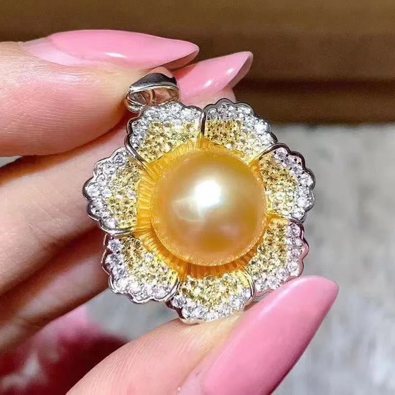 

Luxury Big Flower DIY Jewelry Components Without Pearls Zircon Pendant jewelry making For 11-13mm Beads