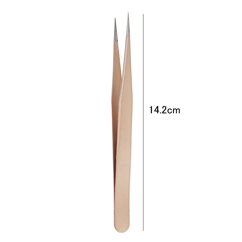 1Pc Straight Tweezer Champaign Rose Gold Nail Art Stickers Rhinestones Picking Tool Gem Decor Eyelash