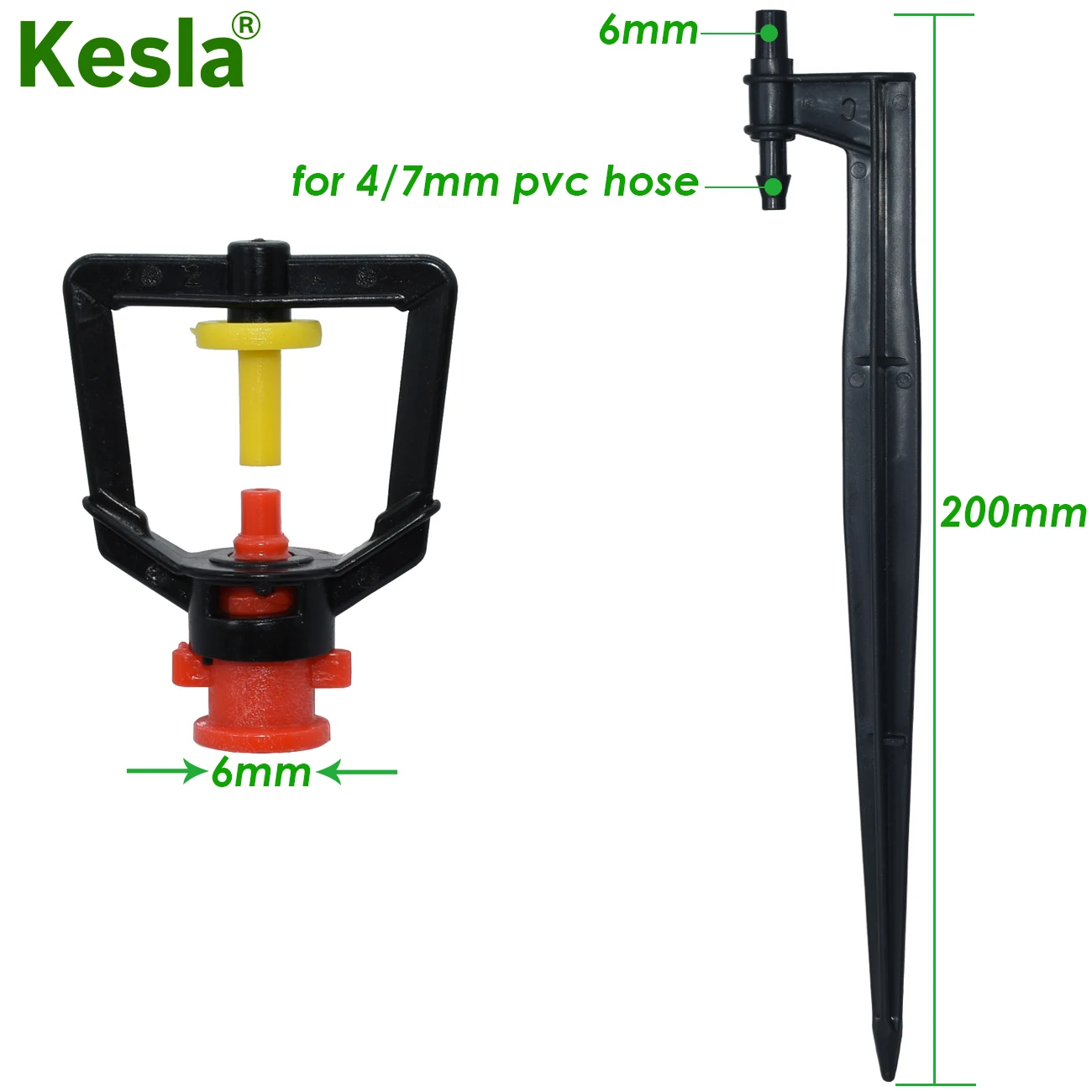 KESLA 20/50/100PCS Garden Irrigation Micro Sprinklers on 20cm Stake Support 360 Degrees Refraction Misting Spray Greenhouse Tool