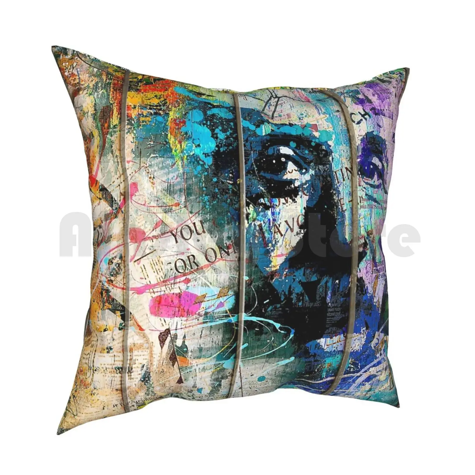 Artistic I-Albert Pillow Case Printed Home Soft Throw Pillow Mad Scientist Crazy Color Cool Colorful Modern Abstract