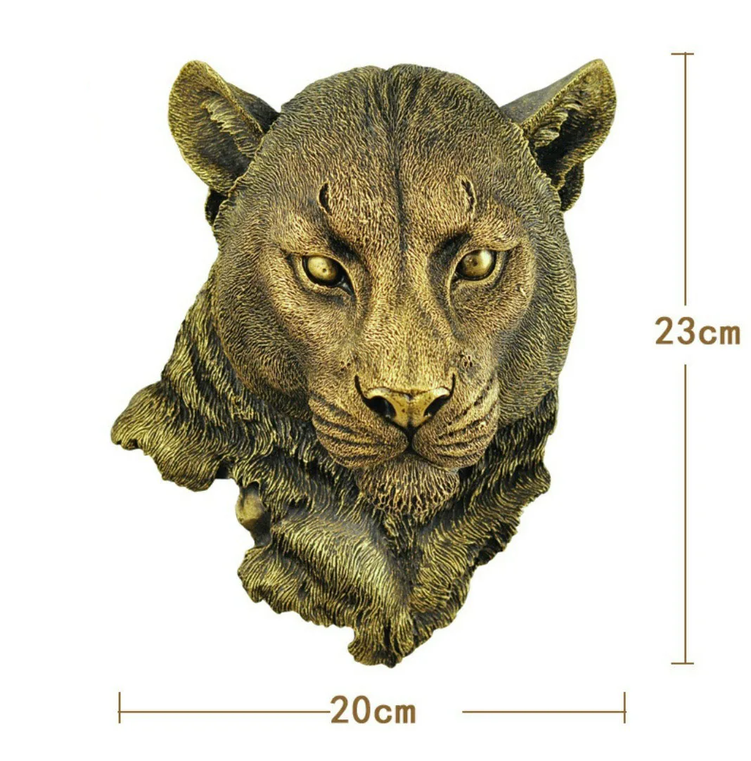 New Resin Simulation Animal Figurines Wall Wolf Head Status Lion Figure Decor Bar Mural Sculptures Ornaments Home Accessories