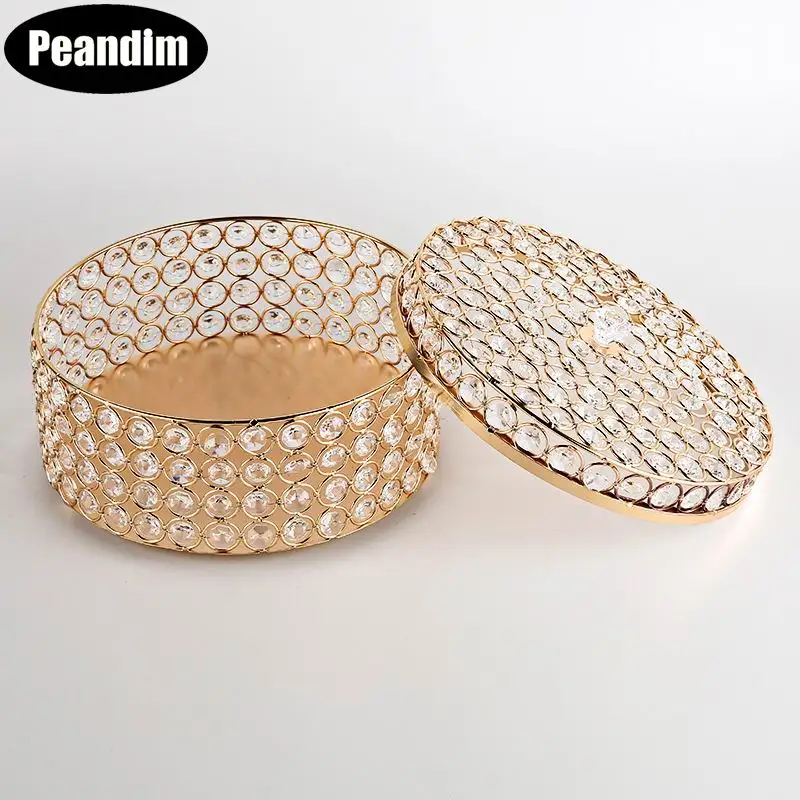 PEANDIM Crystal Fruit Nut Tray Gold Cosmetics Storage Jewelry Box Home Storage Table Holder Wedding Party Decoration Plates