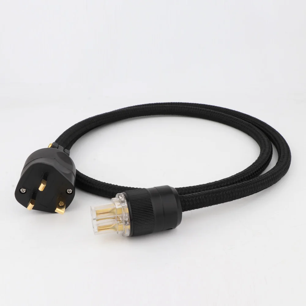 HIFI Amplifier OFC Copper Gold Plated UK IEC AC Female Male Power Plug Power Cable