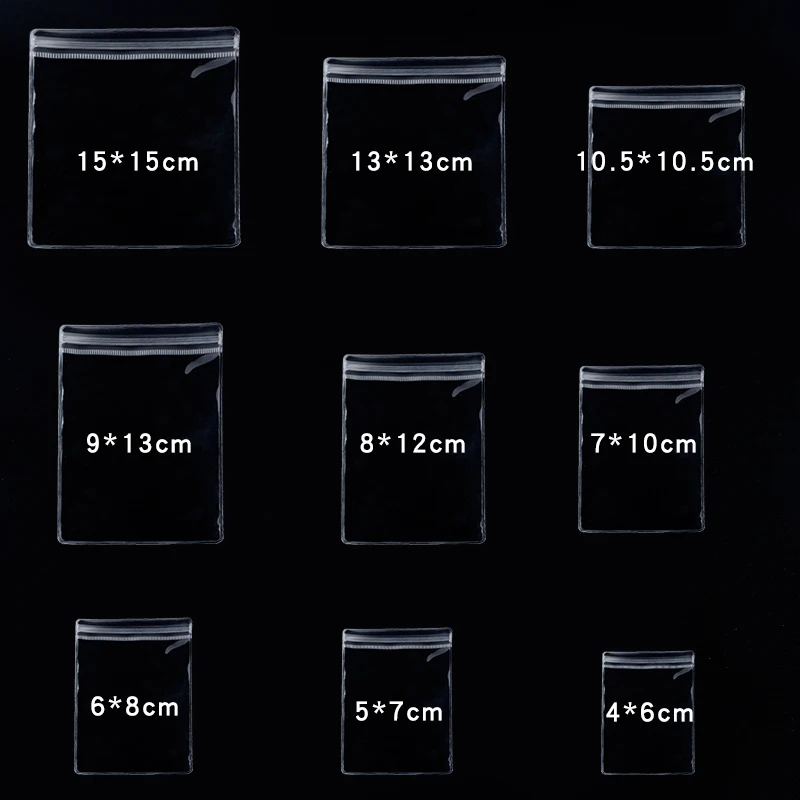 20pcs/lot Transparent PVC Self Sealing Plastic Jewelry Zip Lock Bags Thick Clear Ziplock Earrings Pendant Packaging Storage Bags