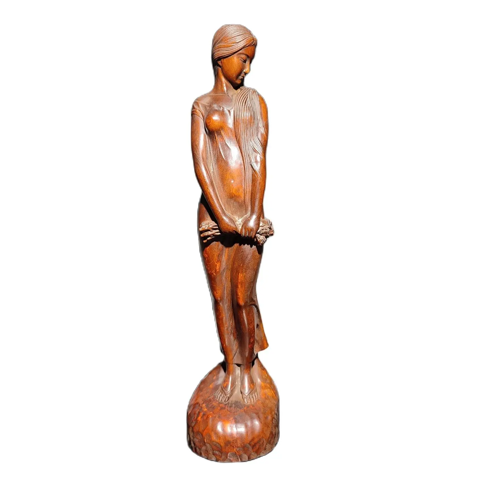 chinese carving antique wood carved figures wooden statue Sculpture Effigy Love statuette femme decoration