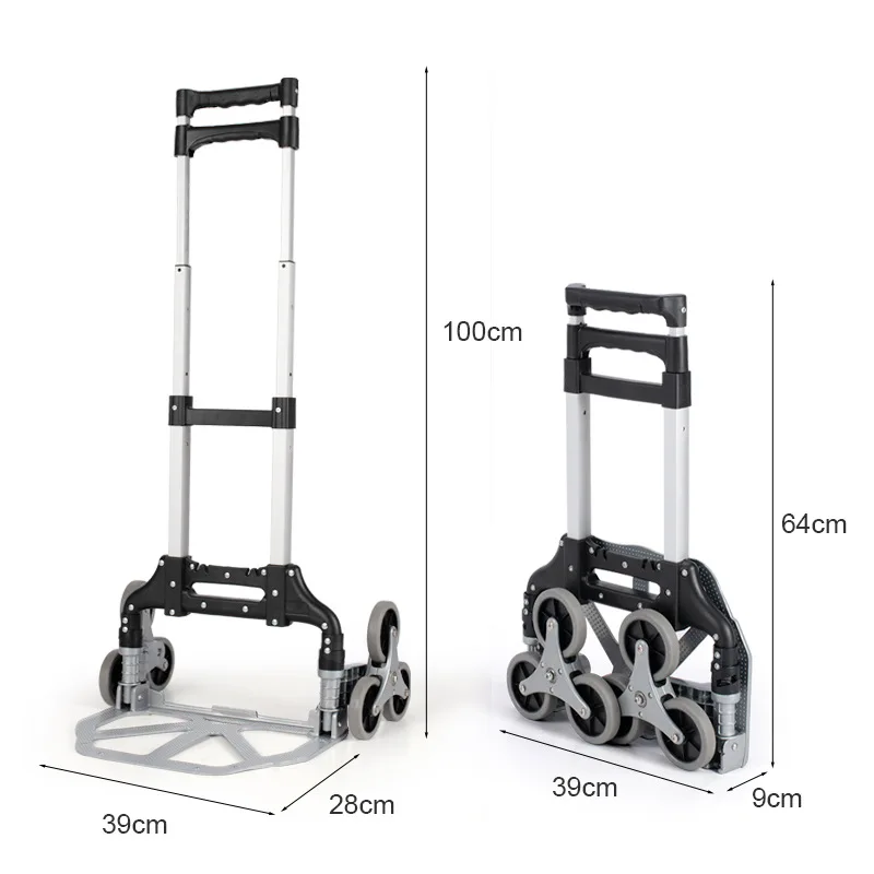 Stair Climbing Cart All Terrain Stair Climbing Hand Truck with Bungee Cord Portable Folding Trolley for Upstairs Cargo