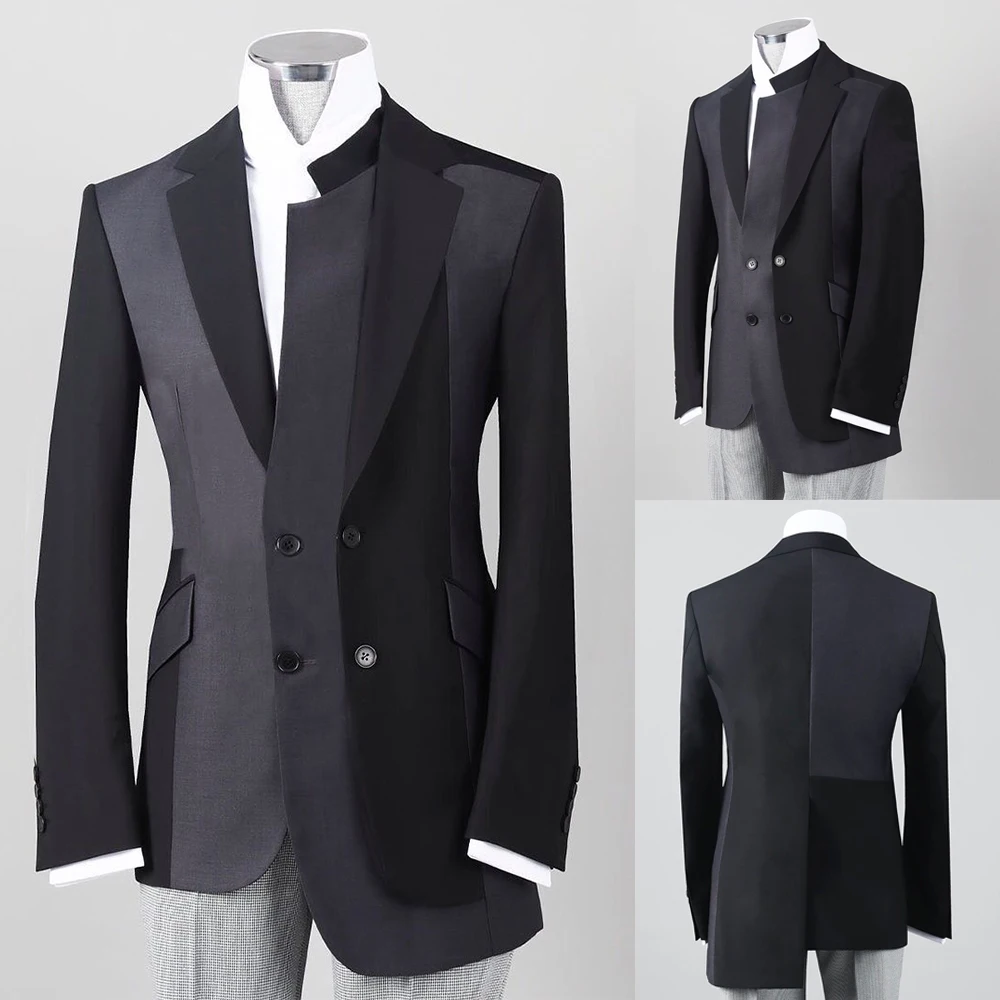 

Smart Casual Patchwork Men Tuxedos Handsome Custom Made Latest Fashion Jacket Wedding Business Party Formal Jacket Coat 1 Piece