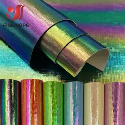 Laser Hologram Iridescent PU Faux Leather Sewing Fabric MOSAIC Hightlight Gradient Handmade Bow Doll Shoes Craft DIY Material