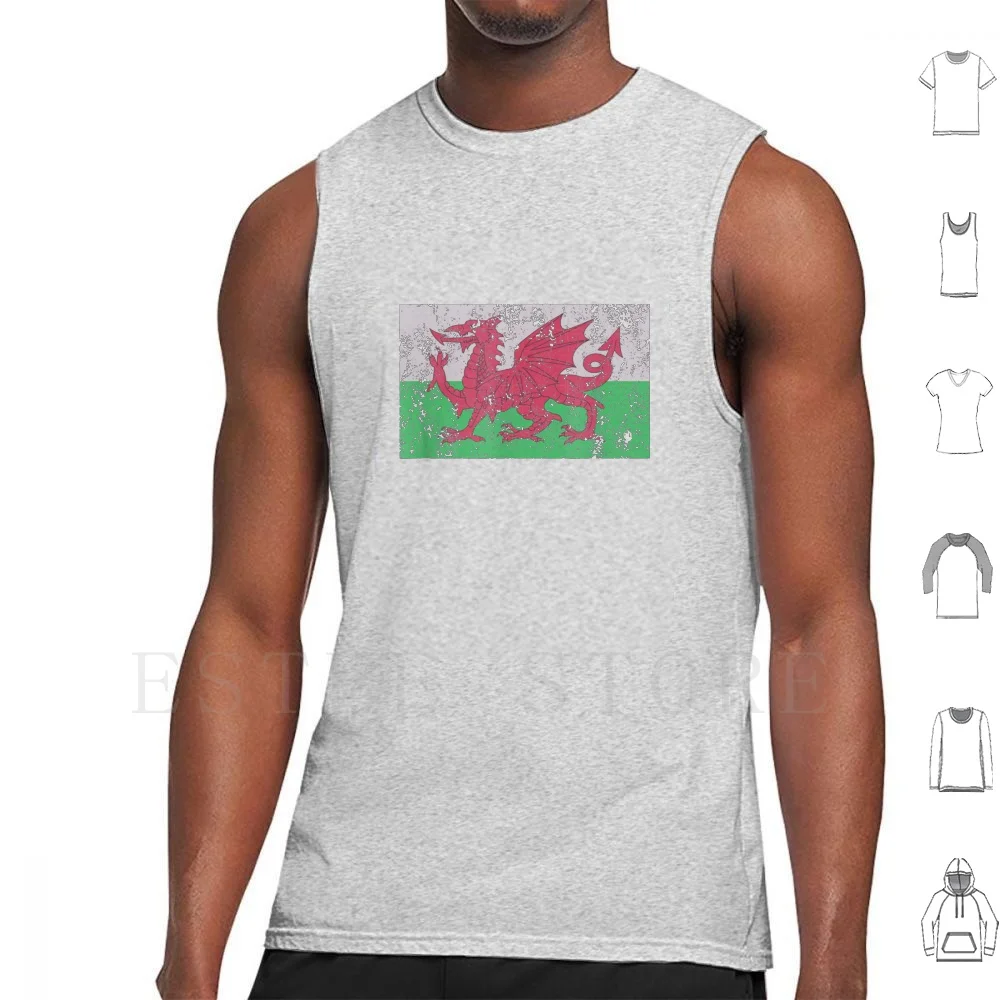 Wales Flag Welsh Dragon Baner Cymru Y Ddraig Goch T Tank Tops Vest Sleeveless I Cardiff Granddaughter Son Daddy Enjoys