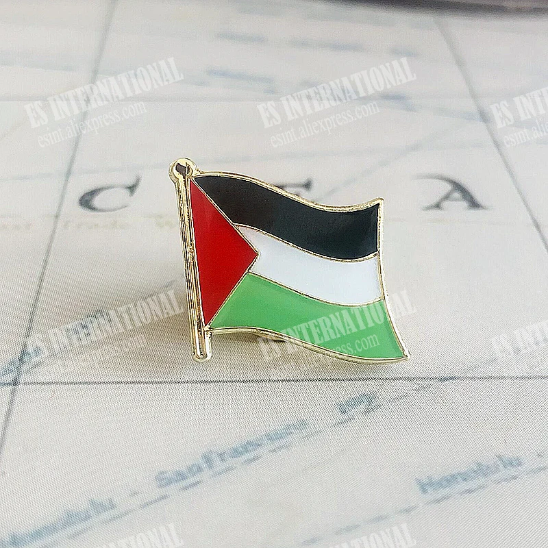 Palestine National Flag Lapel Pins Crystal Epoxy Metal Enamel Badge Paint Brooch Souvenir Suit Personality Commemorative  Gifts