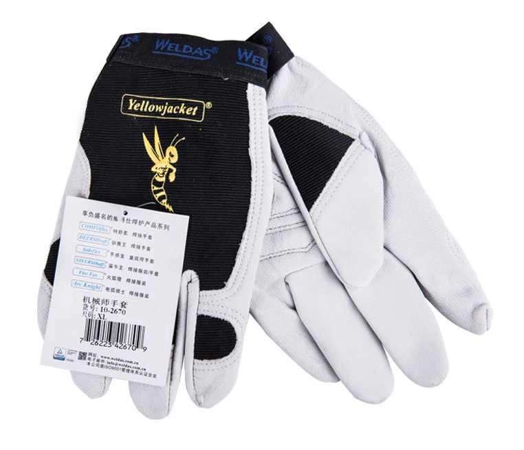 Machinist Glove Grain Goat Skin Driver Safety Goatskin TIG MIG Welding Leather Mechanical Work Glove