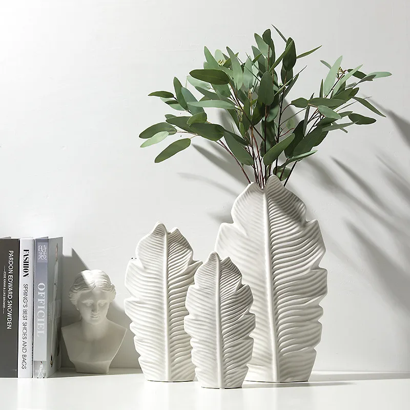 

Nordic ceramic vase Creative Leaf shape plant pot home decoration accessories for living room macetas de ceramica desktop decor