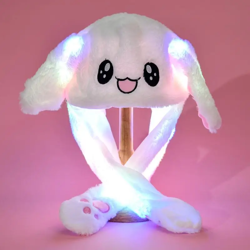 Carnival Party Funny Rabbit Ear Hat Adult and Kids Cute Moving Plush Led Glowing Headdress Headwear With Cartoon Duck Pattern