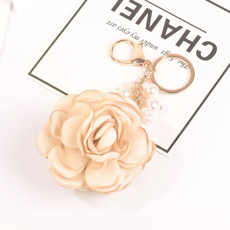 Fashion Flower Keychains For Girls Women Bag Charm Pendant Lady Couple Bag Keyrings Creative Key Ring Car Key Chain Accessories