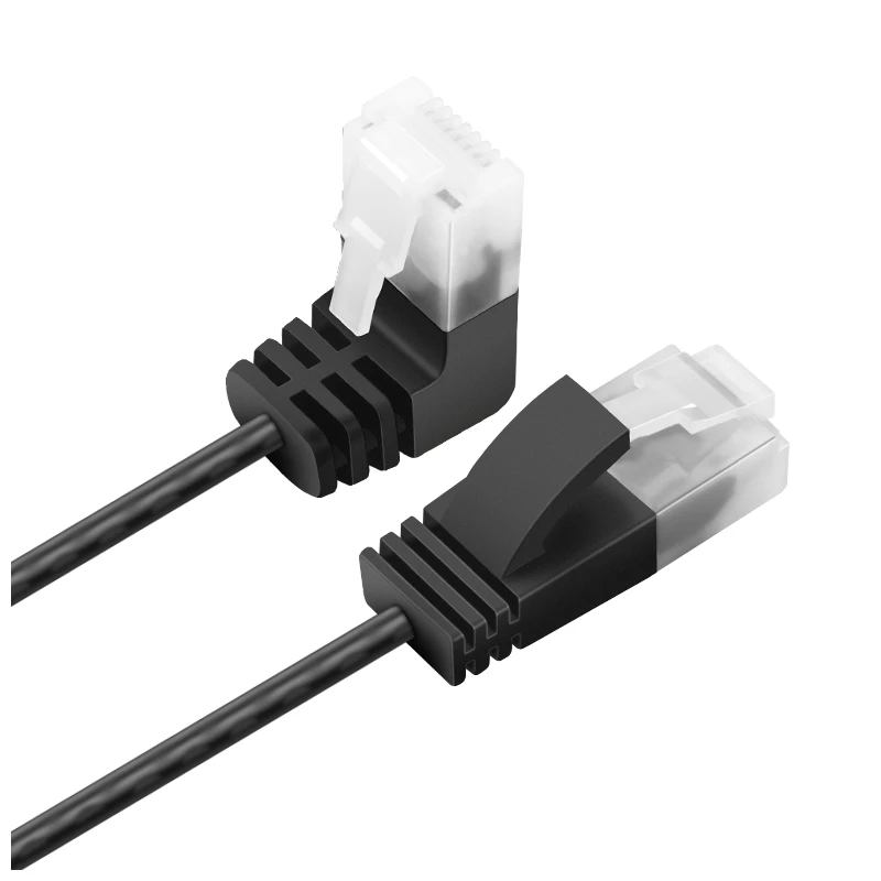 Ultra cienki kabel sieciowy Cat6 kabel Ethernet RJ45 pod kątem prostym UTP kabel połączeniowy 90 stopni Cat6a Lan kable do TV, pudełko routera