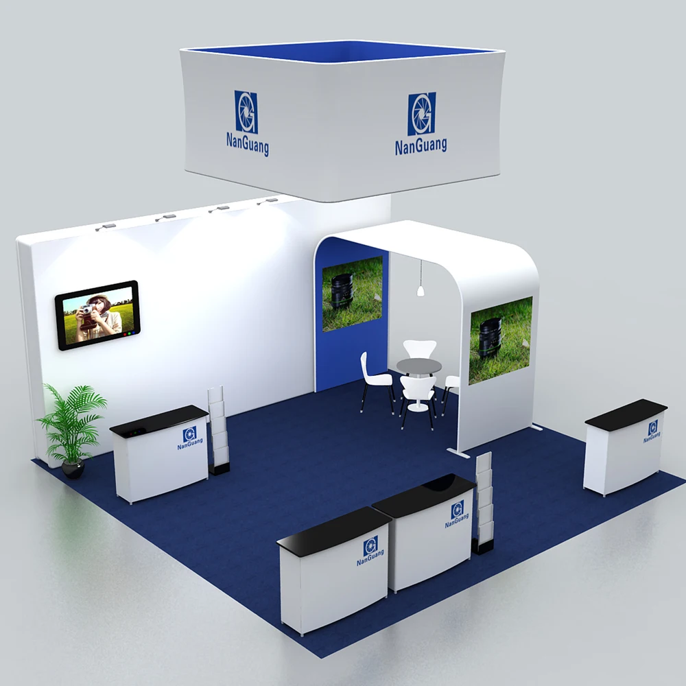 20ft Portable Custom Trade Show Displays Booth Kit Pop up stand Exhibitions with Hanging Sign Counter Lighs