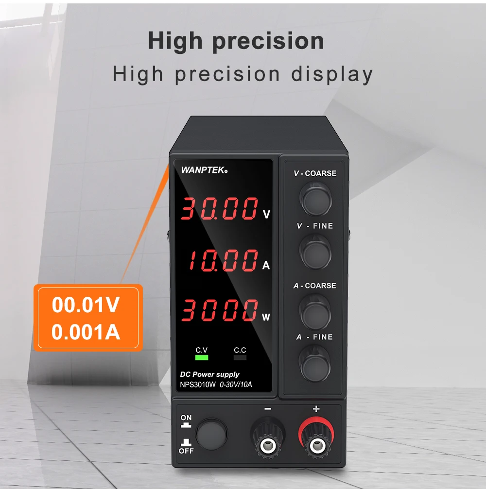 Wanptek Laboratory DC Power Supply Adjustable 30V 10A with Digit Display Voltage Regulator Stabilizer Switching Power Supply