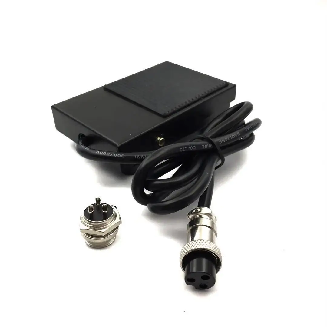 High Quality Foot Switch TFS-1 Nonslip Electric Power Control Reset Pedal Switch with 2Pin 3Pin Aviation Plugs 1m 2m Wire 10A