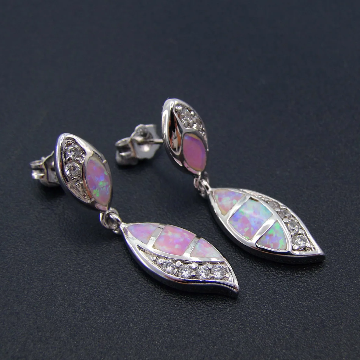 Earrings Of Pink Stone 0pal Fashion Jewelry For Women Pink Gold Silver Multicolored Wedding Earrings