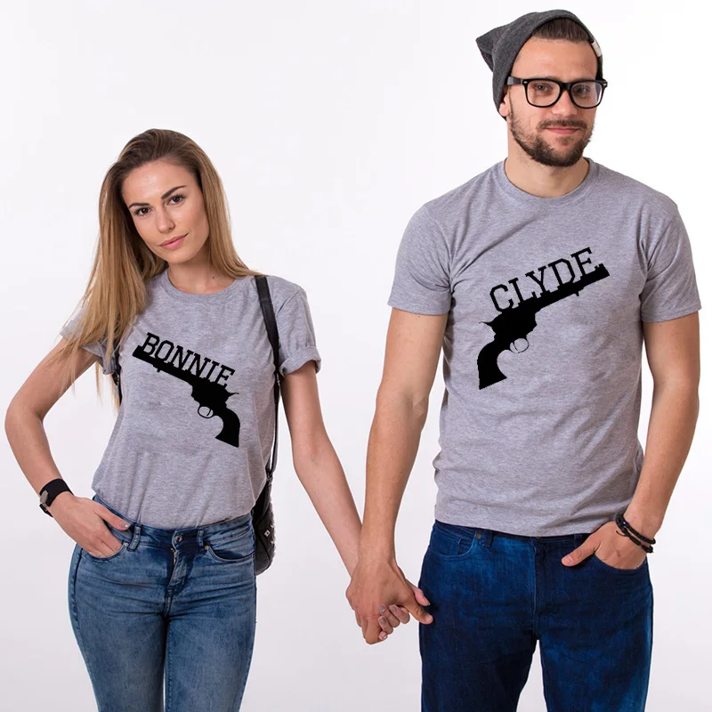 Bonnie and Clyde T-Shirts Couple Matching Tshirt Funny Wedding Top Tee Good Quality Unisex Casual Summer