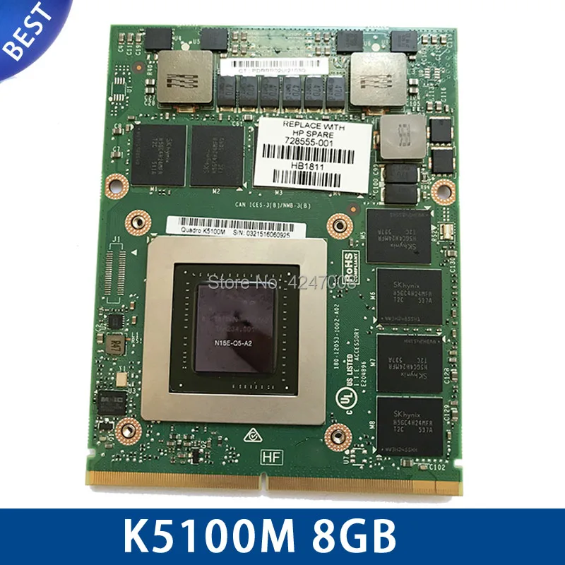 

Original K5100M K 5100M 8GB For DELL M6700 M6800 HP 8770W ZBOOK 17 G1 G2 N15E-Q5-A2 CN-034P9D Video Graphic Display Card