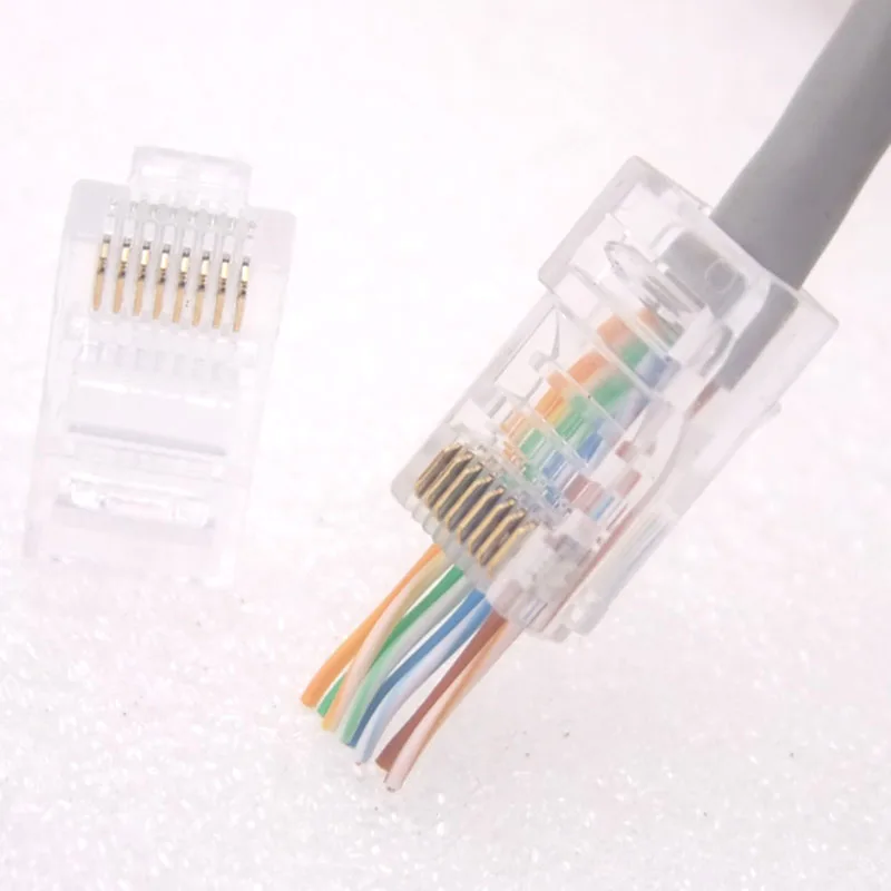 100pcs RJ45 Network Connector 8P8C CAT6  CAT5E Types Of Non Shielded Through Hole Gold Plated Crystal Head Wholesale