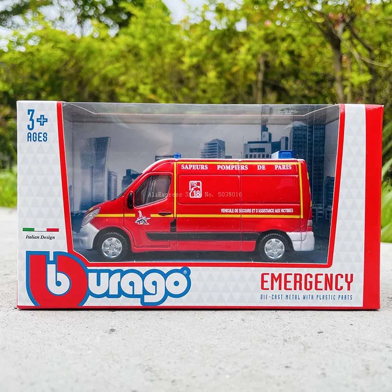 Bburago 1:50 Renault Master wóz strażacki pojazd inżynieryjny odlew ciśnieniowy metalowa zabawka prezent symulacja aluminiowy model samochodu