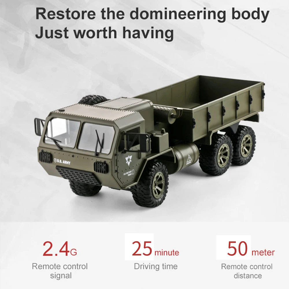 High Simulation Millitary Truck With HD Camera WIFI Transmission Phone Control RC Car 2.4G Six Wheel Driving Drift Vehical Gifts