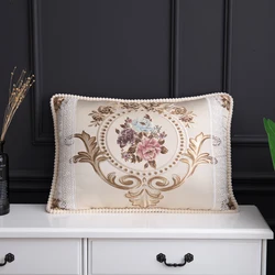 European Luxury Style Decorative Floral Throw Cushion for Sofa Couch, Rectangular Pillowcase, Large Size, 50x70